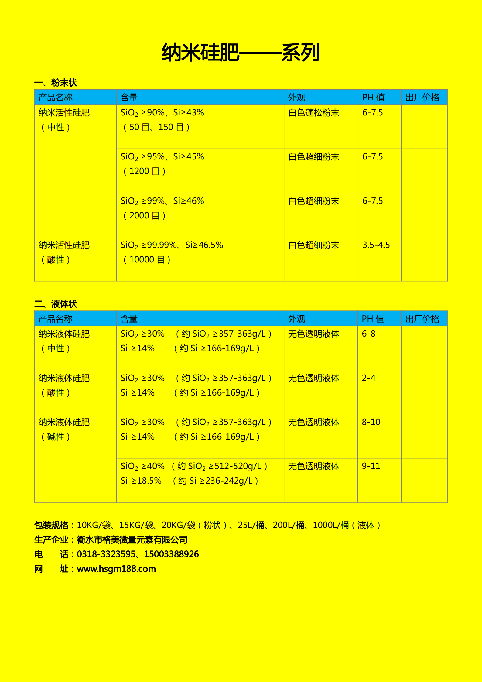 納米硅肥系列